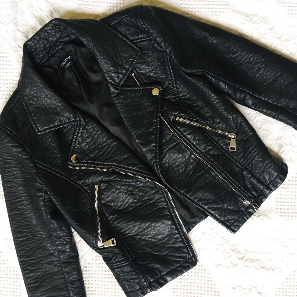 Bebe vegan leather black moto jacket